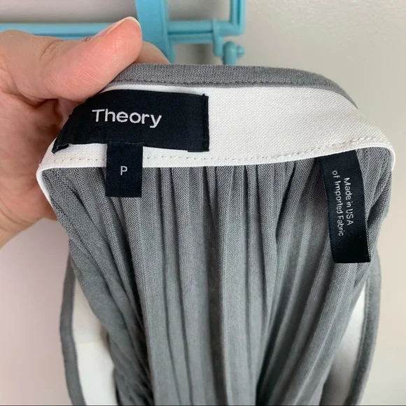Theory Osnyo Drapey Tee Pleated Maxi Skirt New Grey Melange Size S Made In USA - Picture 3 of 5